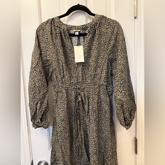 A New Day Ballon Sleeve Leopard Print Maxi Dress Size Small - Picture 5 of 6